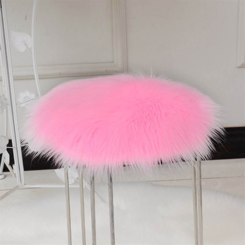 仿羊毛圆形地毯垫蝴蝶椅子坐垫镂空凳子梳妆台桌面装饰白色毛毛垫