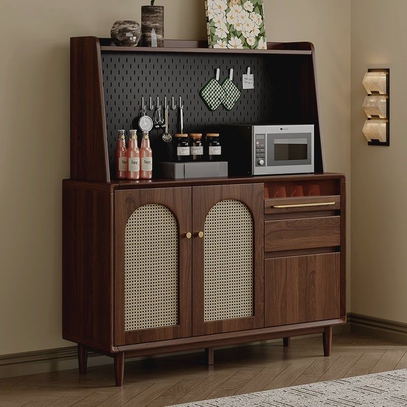 实木餐边柜高柜一体客厅靠墙储物柜洞洞板藤编厨房收纳碗柜茶水柜,住宅家具,餐边柜,淘宝优惠券,粉丝福利购,淘宝优惠卷