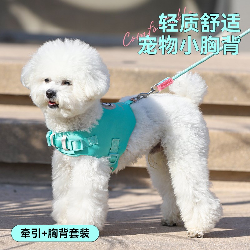 狗狗牵引绳狗链不勒脖防挣脱小狗狗牵引绳遛狗中小型狗狗胸背狗绳
