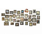 实木照片墙美式 相框挂墙免打孔奢华复古客厅装 饰画大墙面画框组合