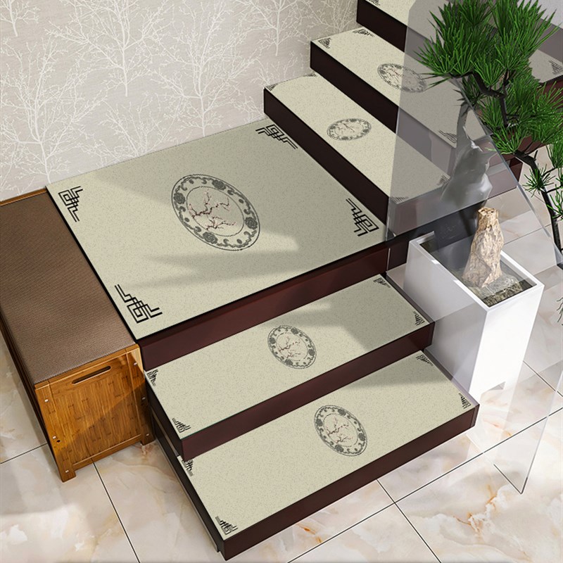 新中式硅藻泥楼梯地垫家用实木楼梯踏步垫旋转楼梯脚踏防滑保护垫