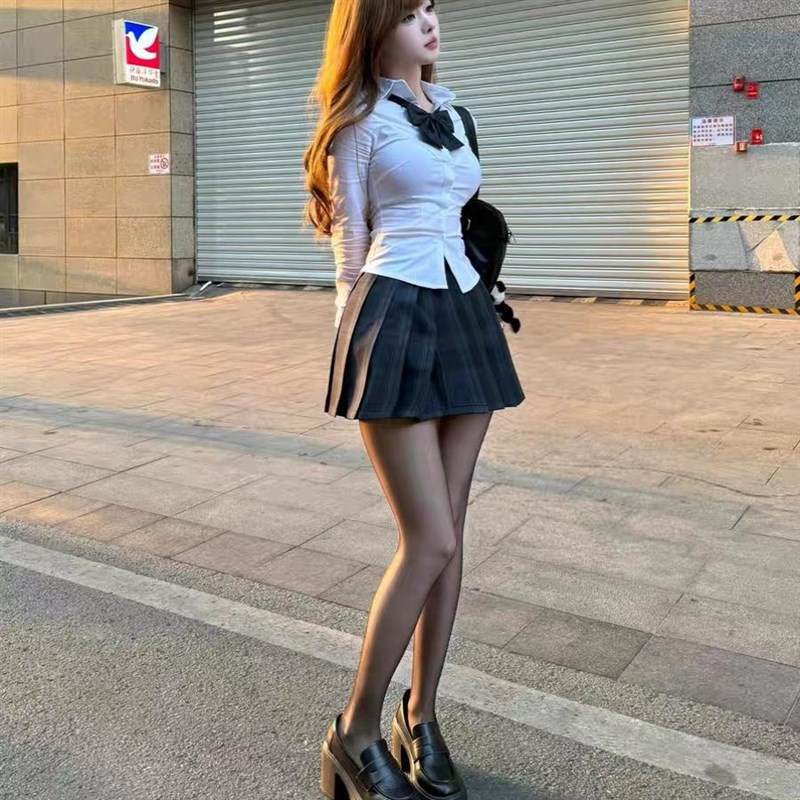秋冬JK制服套装收腰衬衫女学院风辣妹上衣针织毛衣开衫百褶裙套装