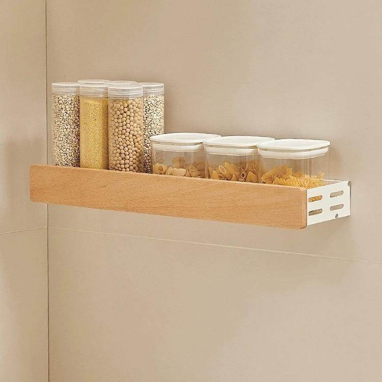 厨房置物架免打孔家用调味料用品大全刀架挂架多功能收纳架原木风