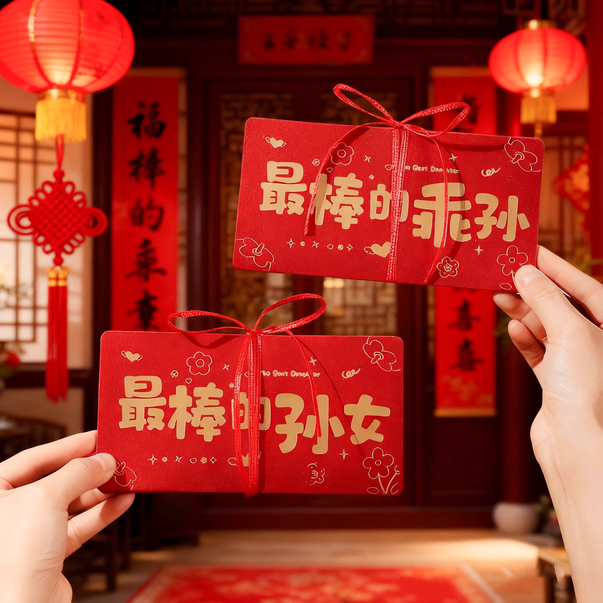 儿子女儿乖孙孙女生日奖励红包袋新年快乐创意折叠红包袋