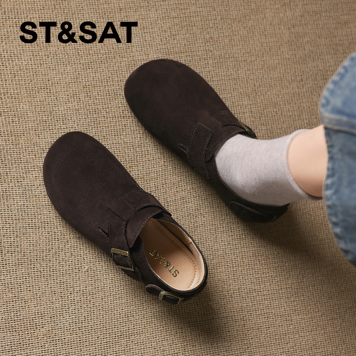 星期六复古勃肯鞋女士一脚蹬单鞋