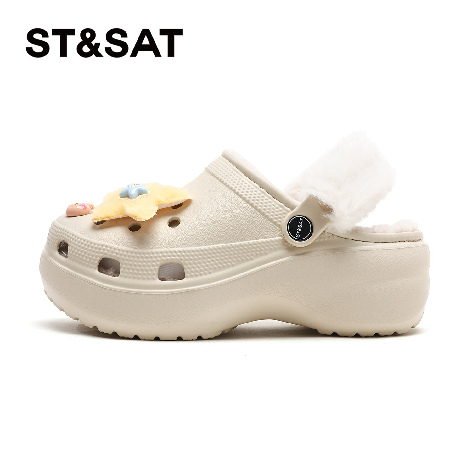 星期六保暖洞洞鞋加绒女士