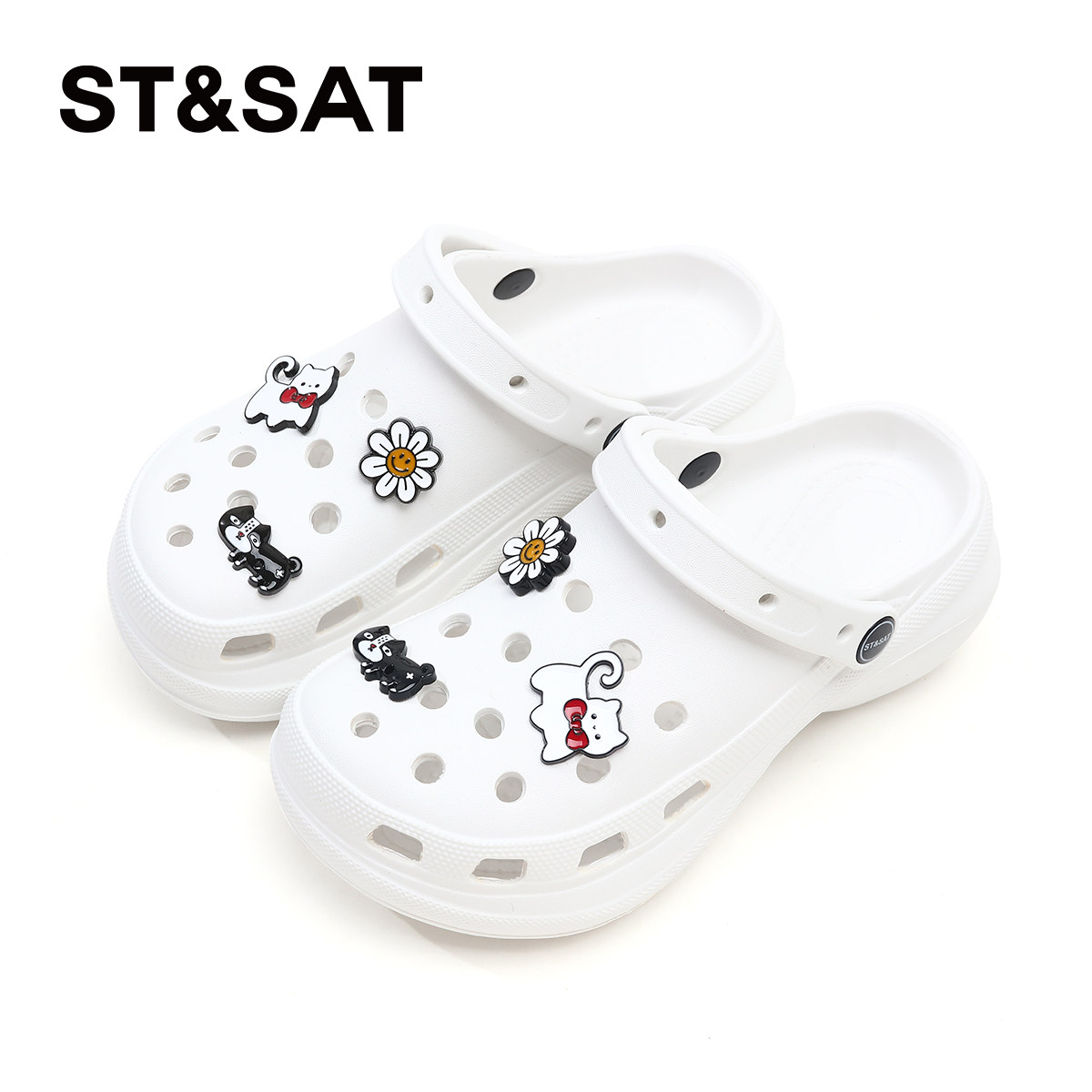 星期六洞洞鞋女士外穿防滑厚底增高凉鞋舒适沙滩鞋女鞋夏季凉拖鞋