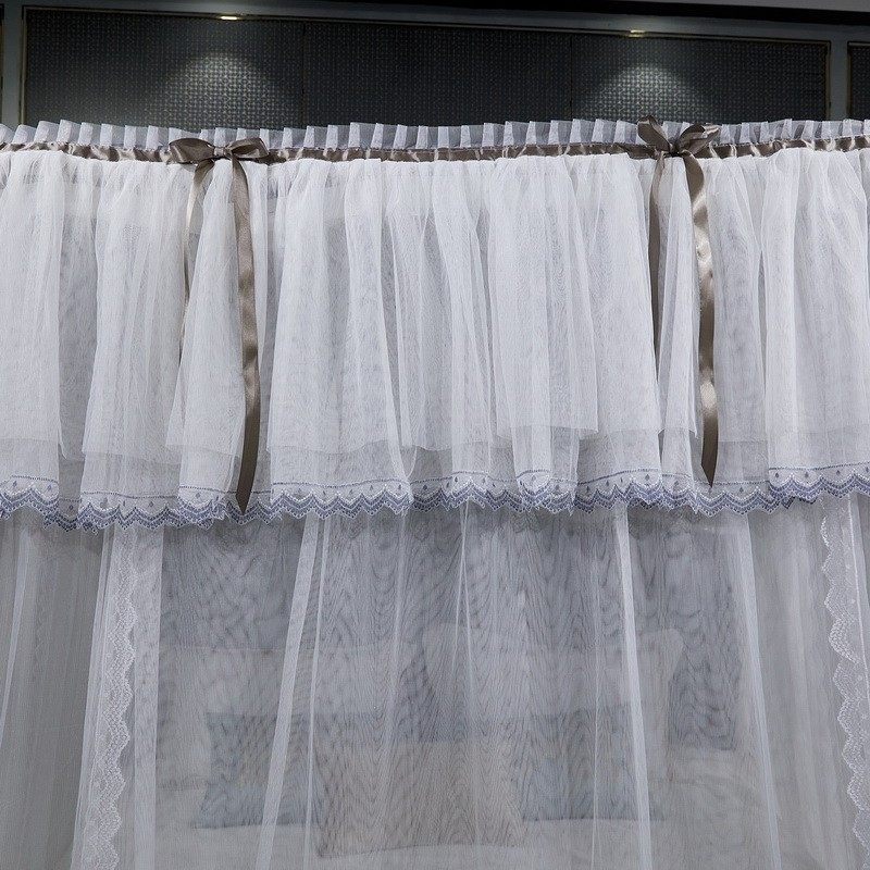 优选新款三开门U型轨道蚊帐防尘可升降铝合金导轨式支架家用加密