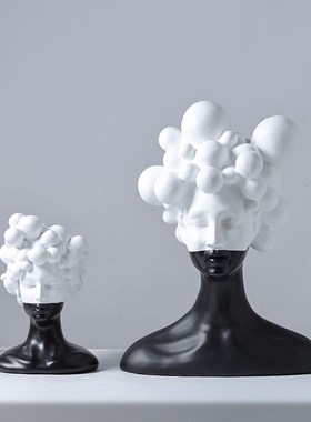 优选现简约创意树脂黑白女郎人物雕塑工艺品摆件家居酒店会所装饰