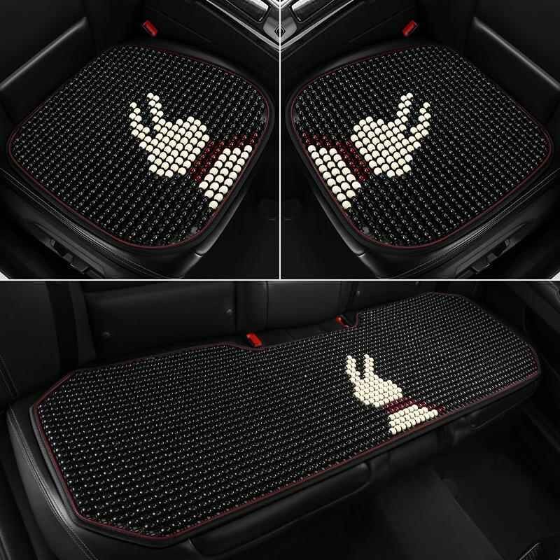 优选木珠汽车坐垫夏季凉垫女士卡通五座全车垫三件套透气珠子四季