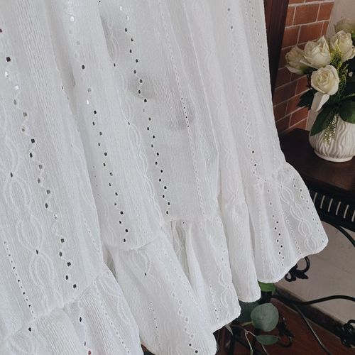 优选法式ins半帘隔断帘荷叶边白色提花门帘复古蕾丝窗帘免打孔纱