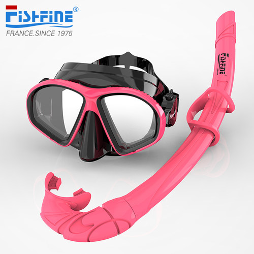 优选FISHFINE水肺小容积防雾面镜湿式呼吸管套装自由深潜水镜专业