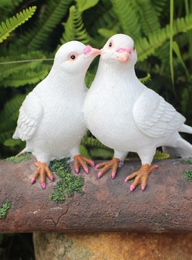 优选仿真鸽子摆件树脂白鸽雕塑信鸽对鸽小鸟工艺品户外花园庭院装