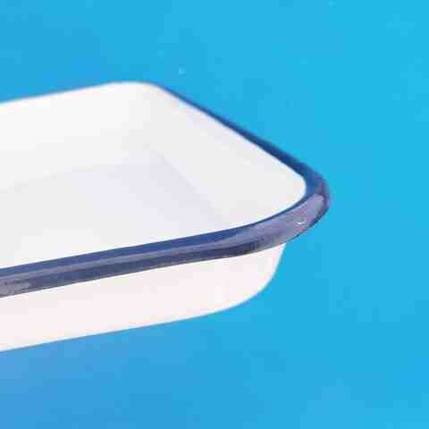 搪瓷方盘带盖托盘白色瓷铁盆实验室用金属消毒托盘化工瓷盘塘瓷盘