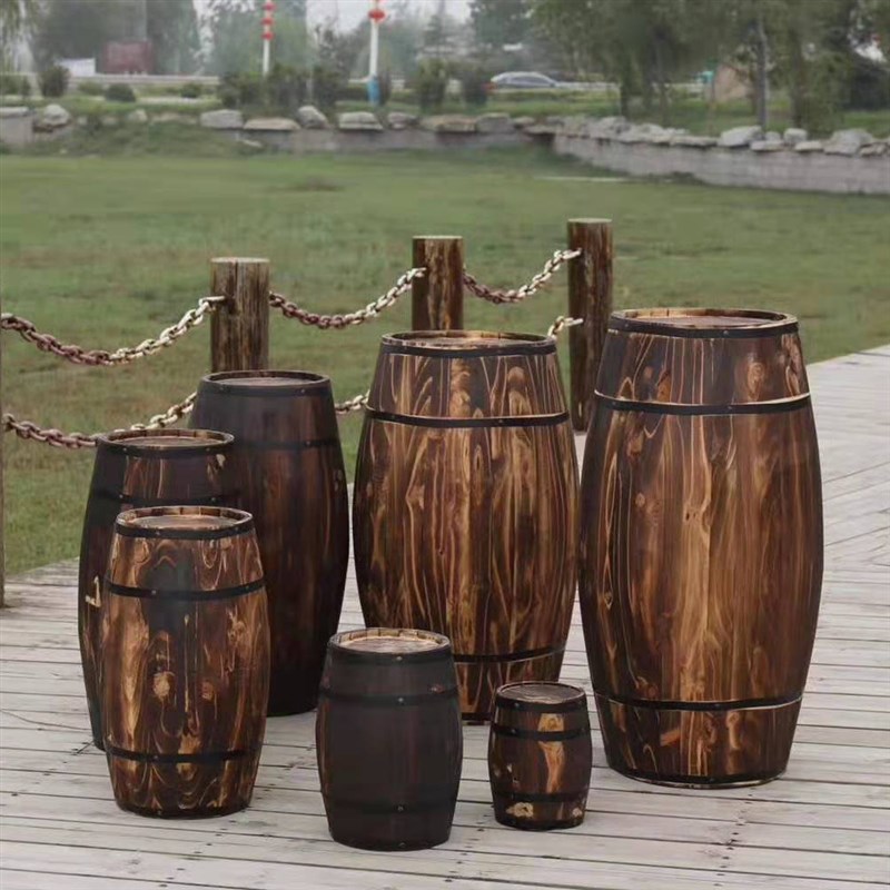 新款森系婚庆道具木质酒桶木桶婚礼舞台迎宾装饰摆件橱窗道具酒桶