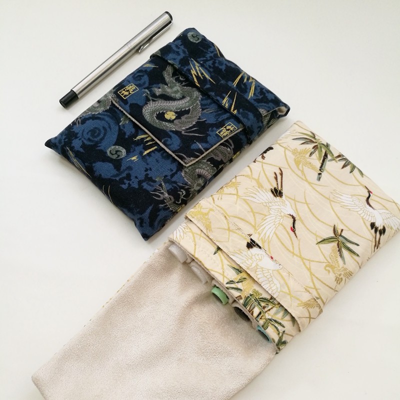 国风布艺五支装钢笔袋多支装笔包多孔钢笔保护袋便携式绒布收纳