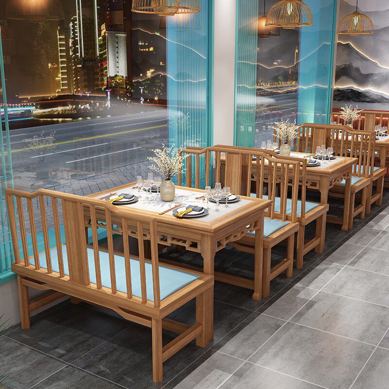 定制新中式国潮卡座沙发靠墙主题餐饮饭店烧烤火锅店茶楼餐厅桌椅