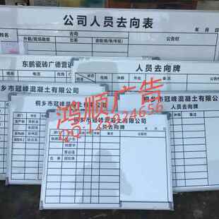 人员去向牌动向表人员更换白板考勤看板设计定制人员去向表提示牌