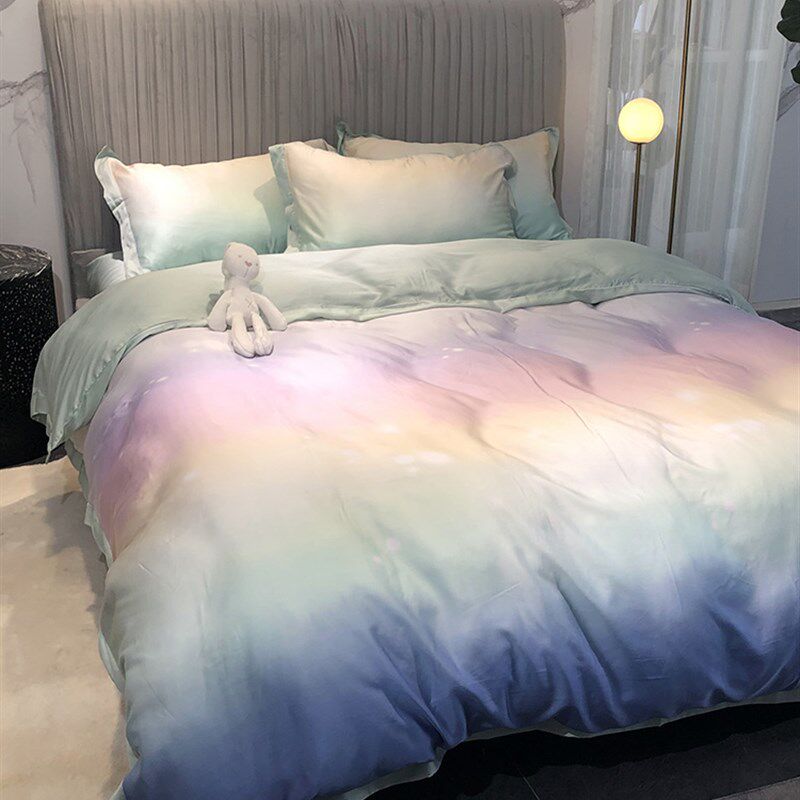60支天丝四件套科幻渐变色宇宙星辰双面简约床上用品冰丝床笠被套
