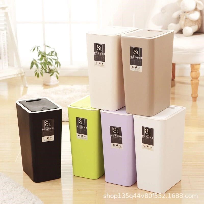按压弹盖分类垃圾桶网红塑料带盖家用厨房卫生间方形大号纸篓