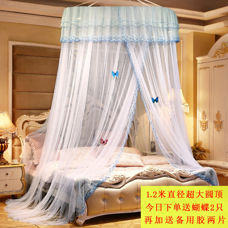 加密圆顶吊顶蚊帐公主风1.8m家用2米床落地式宫廷1.5m圆形吸挂顶