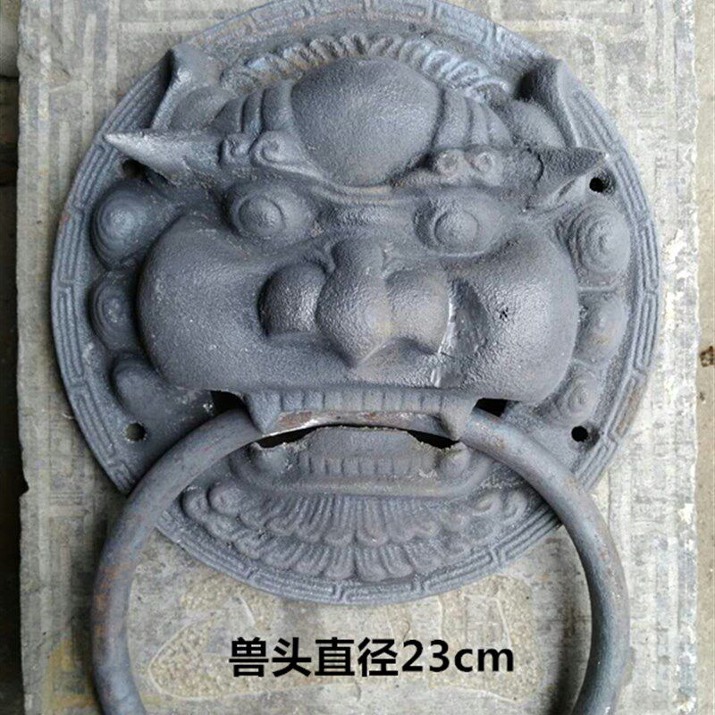仿古铸铁纯铜装饰兽头拉环古典大门虎头拉手铸铁铺首狮子头门环