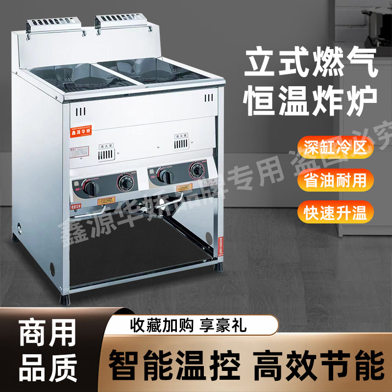 豹鼎燃气恒温油炸锅鑫源华娇炸串鸡排商用液化气炸鸡炉摆摊油条机