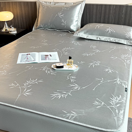 优选高端抗菌冰丝凉席三件套夏季可水洗折叠软席子床笠款凉感空调