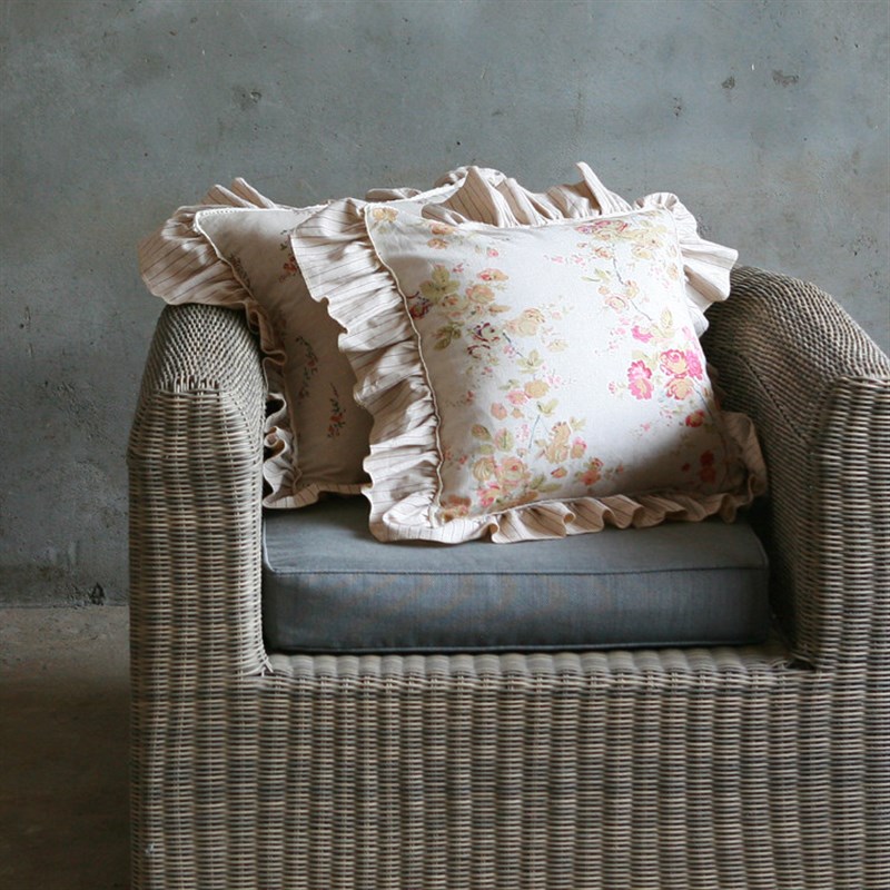 优选亚麻印花 荷叶边抱枕套方枕套靠垫套带荷叶边 不含芯 单只价