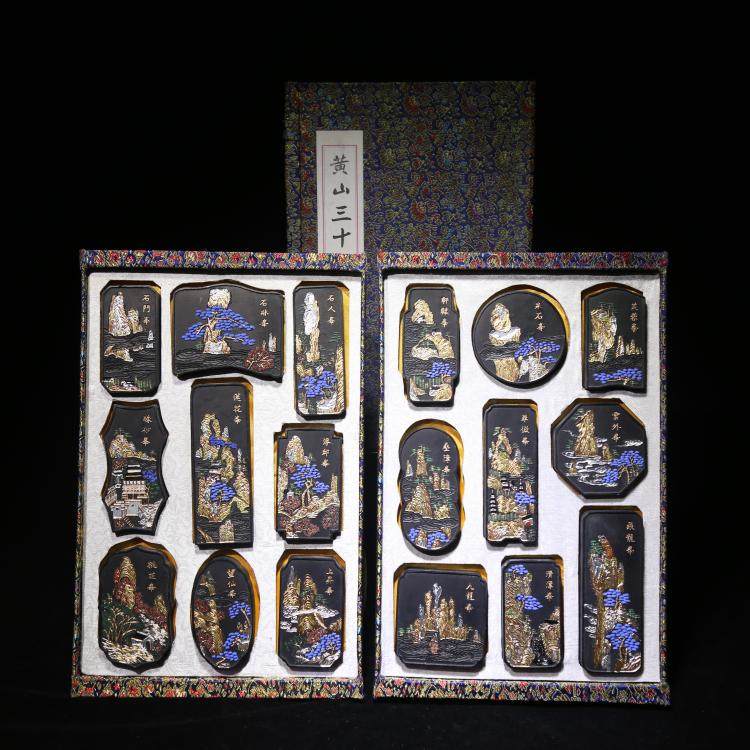 优选徽墨收藏黄山三十六景套墨条礼品墨块套装墨锭文房四宝书法书