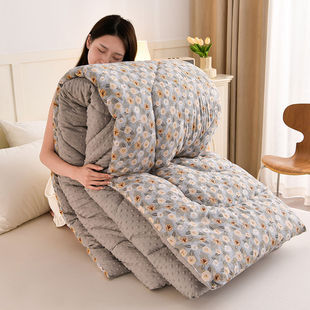 加厚保暖豆豆被春秋被冬季 加绒加厚水洗豆豆纱双人被子被芯被褥子
