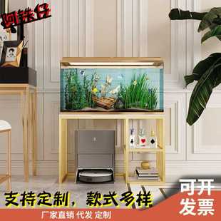 厂家直销现代轻奢铁艺家用客厅水族箱置物架鱼缸架子底座层架