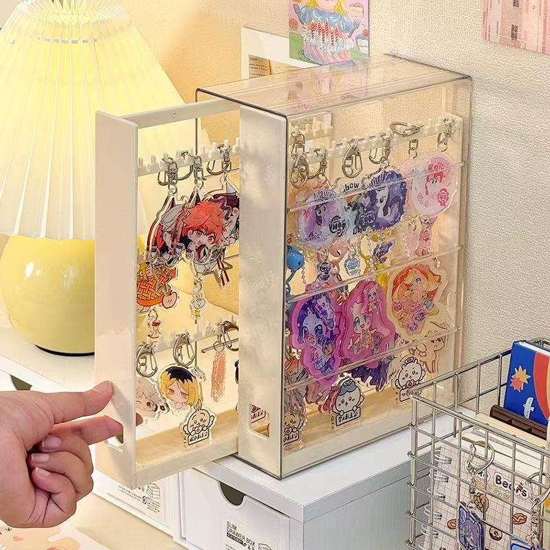 钥匙扣收纳架抽拉挂件饰品展示盒手链挂架防缠绕放耳环的首饰架子