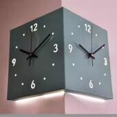 现代风格 饰 简约转角挂钟钟静音双面拐角挂钟创意时钟阳角装