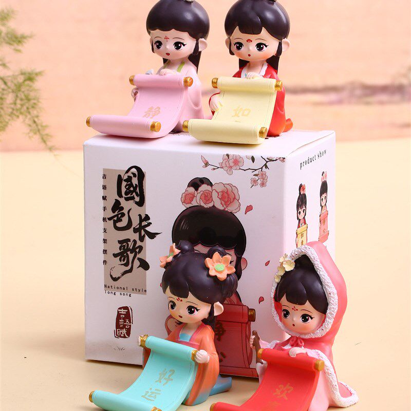 国风办公室桌面手机支架可爱王昭君女生工位治愈系小摆件2025新款