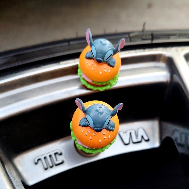 精选史迪奇汉堡气嘴帽单车电动车汽车机车摩托车轮胎轮毂气门芯帽