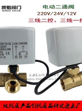 精选220V二三通24V电动球阀4分6分1寸2寸DN15 20 25 32 40 50三线