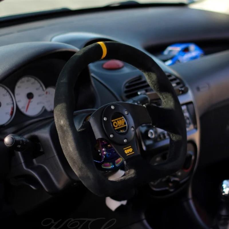 itsOK OMP13寸D型平底磨砂皮方向盘 改装赛车个性方向盘 游戏模拟
