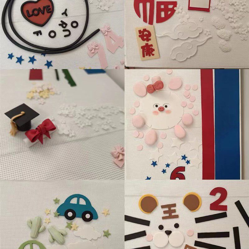 半翻糖蛋糕插件定制 翻糖成品来图定制 爱心蝴蝶结可爱插件