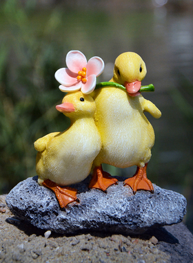 精选创意可爱鸭子摆件树脂仿真动物微景观多肉水培盆花园水池造景