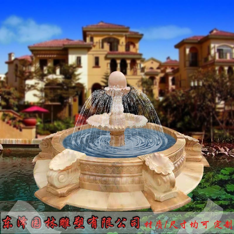 石雕喷泉欧式风水球大理石水钵时来运转球庭院流水摆件假山水景观