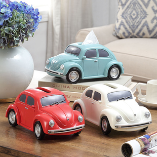 创意树脂汽车纸巾盒客厅餐巾纸卷纸筒桌面简约可爱卡通收纳抽纸盒