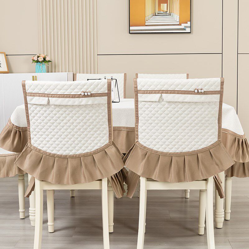 简约新款餐桌布椅套椅垫套装雪尼尔桌布布艺家用中式椅子套罩防滑