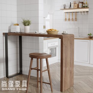 精选实木吧台桌椅组合家用阳台靠墙窄桌子矮桌长条桌客厅隔间高脚