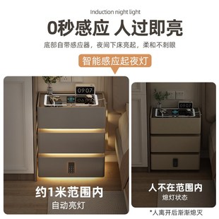 精选悬浮床头柜2024新款轻奢高级感卧室置物小方柜三层抽屉浅灰色