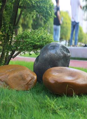 仿真石头摆件庭院造景玻璃钢雕塑泰山石草坪公园井盖园林景观装饰