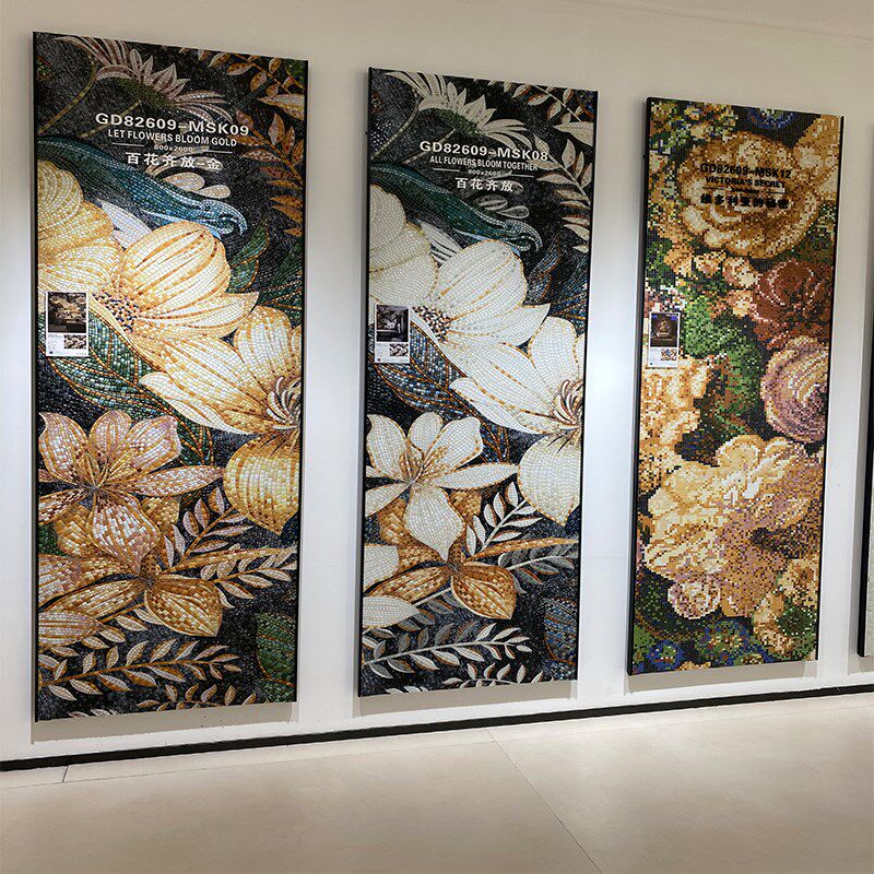 广东高端高定马赛克微晶工艺岩板电视背景墙客厅入户玄关800x2600