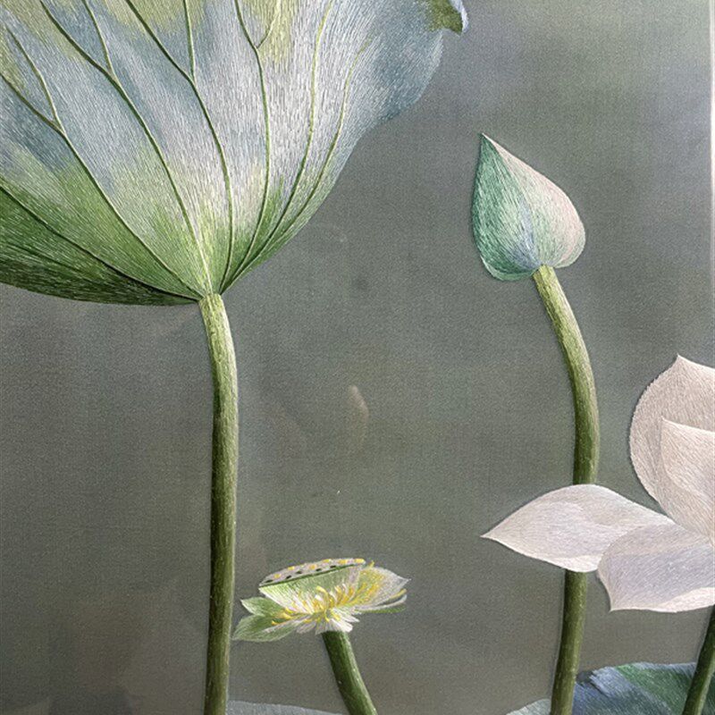 纯手工新款苏州精品刺绣画苏绣成品挂画玄关装饰画4060荷花