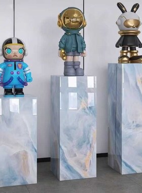 大理石底座岩板柱子客厅大摆件高级感创意摆件高级感轻奢摆件底座