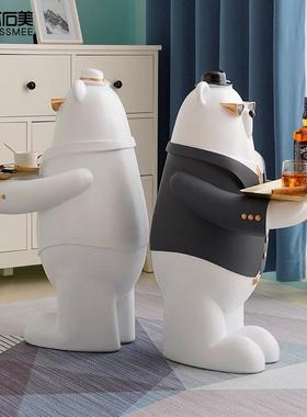 北极暴力熊托盘摆件客厅大型号落地公仔乔迁礼物艺术家居软装饰品